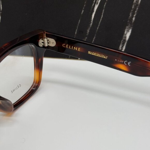 NEW CELINE CL50011F 054 BROWN HAVANA SQUARE WOMEN CELINE EYEGLASSES - Picture 10 of 10